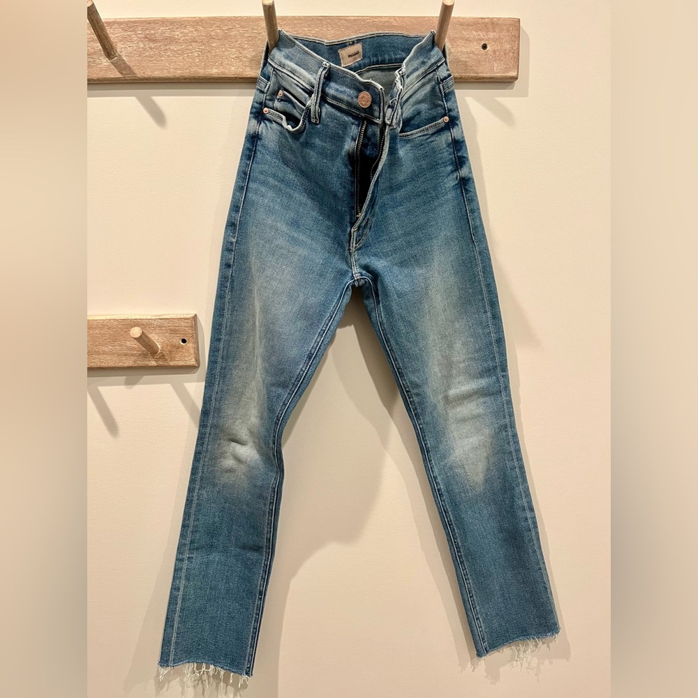 Mother Mid Rise Dazzle Ankle Fray